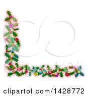 Poster, Art Print Of Corner Border Of Christmas Holly Over Pink