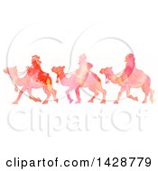 Poster, Art Print Of Watercolor Scene Of The Magi Wise Men On Camels