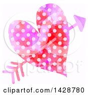 Watercolor Polka Dot Heart Struck With Cupids Arrow