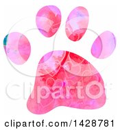 Watercolor Heart Patterned Dog Paw Print