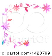 Poster, Art Print Of Watercolor Floral Border With Bubbles