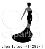 Poster, Art Print Of Silhouetted Black And White Bride In A Wedding Gown