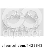White Ornate Vintage Floral Frame On Gray With Shadows