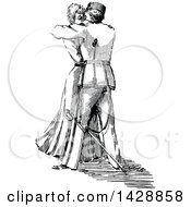 Poster, Art Print Of Vintage Black And White Sketched Woman And Soldier Kissing