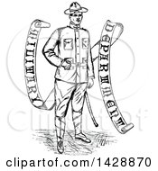 Clipart Of A Vintage Black And White Sketched Soldier Royalty Free Vector Illustration