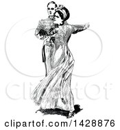 Poster, Art Print Of Vintage Black And White Sketched Couple Dancing