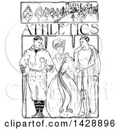 Poster, Art Print Of Vintage Black And White Sketched Woman And Men With Athletics Text