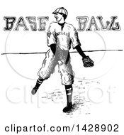 Poster, Art Print Of Vintage Black And White Sketched Baseball Player