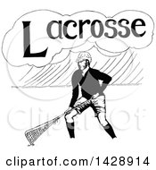 Poster, Art Print Of Vintage Black And White Sketched Lacrosse Player