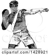Poster, Art Print Of Vintage Black And White Sketched Shot Putter Athlete