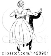 Poster, Art Print Of Vintage Black And White Sketched Couple Dancing