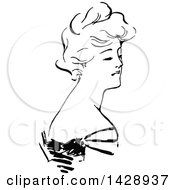 Clipart Of A Vintage Black And White Sketched Lady Royalty Free Vector Illustration