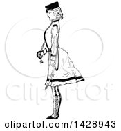 Clipart Of A Vintage Black And White Sketched Woman In Profile Royalty Free Vector Illustration