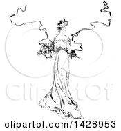 Poster, Art Print Of Vintage Black And White Sketched Woman