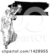 Clipart Of A Vintage Black And White Sketched Woman Royalty Free Vector Illustration