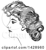 Poster, Art Print Of Vintage Black And White Sketched Woman