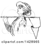 Poster, Art Print Of Vintage Black And White Sketched Woman