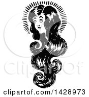 Poster, Art Print Of Vintage Black And White Woman With Long Hair