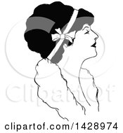 Poster, Art Print Of Vintage Black And White Sketched Woman