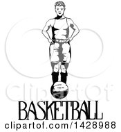 Poster, Art Print Of Vintage Black And White Sketched Basketball Player