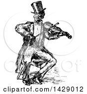 Poster, Art Print Of Vintage Black And White Sketched Man Playing A Violin