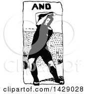 Clipart Of A Vintage Black And White Sketched Athlete With And Text Royalty Free Vector Illustration