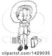 Clipart Of A Vintage Black And White Sketched Man Going To College Royalty Free Vector Illustration by Prawny Vintage