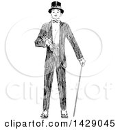 Clipart Of A Vintage Black And White Sketched Man Royalty Free Vector Illustration