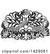 Clipart Of A Vintage Black And White Floral Design Royalty Free Vector Illustration