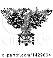 Clipart Of A Vintage Black And White Floral Design Royalty Free Vector Illustration