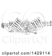 Poster, Art Print Of Vintage Black And White Sketched Border Of Sheet Music