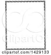 Clipart Of A Vintage Black And White Border Of Leaves Royalty Free Vector Illustration