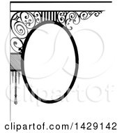 Clipart Of A Vintage Black And White Oval Frame Or Sign Royalty Free Vector Illustration