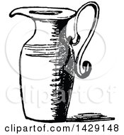 Clipart Of A Vintage Black And White Jug Royalty Free Vector Illustration