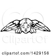 Clipart Of A Vintage Black And White Angel Royalty Free Vector Illustration
