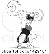 Poster, Art Print Of Black And White Woman Doing Barbell Squats