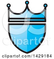 Clipart Of A Blue Crowned Shield Royalty Free Vector Illustration by Lal Perera
