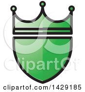 Clipart Of A Green Crowned Shield Royalty Free Vector Illustration by Lal Perera