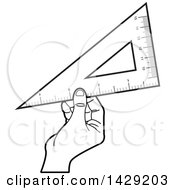 Poster, Art Print Of Black And White Hand Holding A Set Square