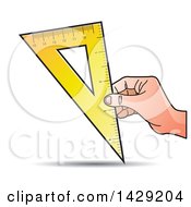 Clipart Of A Hand Holding A Set Square Royalty Free Vector Illustration