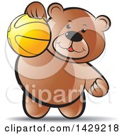 Clipart Of A Bear Playing With A Ball Royalty Free Vector Illustration by Lal Perera