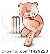Poster, Art Print Of Bear Playing Cricket