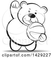 Poster, Art Print Of Black And White Bear Playing With A Ball