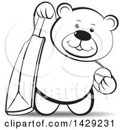 Poster, Art Print Of Black And White Bear Holding A Cricket Ball And Bat