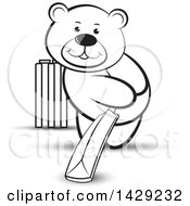 Poster, Art Print Of Black And White Bear Playing Cricket