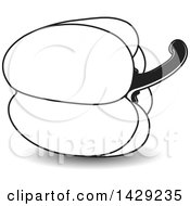 Clipart Of A Black And White Bell Pepper Royalty Free Vector Illustration