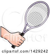 Clipart Of A Hand Holding A Tennis Racket Royalty Free Vector Illustration by Lal Perera