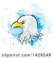 Poster, Art Print Of Bald Eagle Head Over Blue Brush Strokes