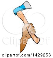 Clipart Of A Hand Holding An Axe Royalty Free Vector Illustration
