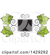 Poster, Art Print Of Frame Of Swirls And Grape Leaves